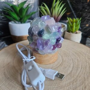 USB Lampička s prírodným Fluoritom 6cm