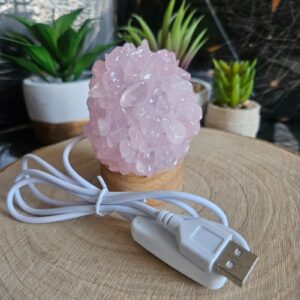 USB Lampička z minerálu Ruženín 6cm