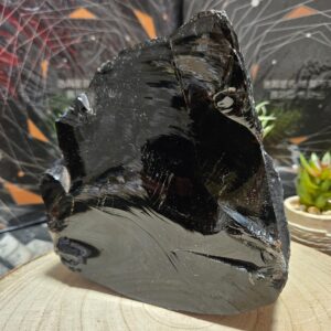 Imperial Čierny Obsidián – Vulkánsky ochranný štít (Prírodný surový čierny obsidián – monumentálny zberateľský kus)#1406