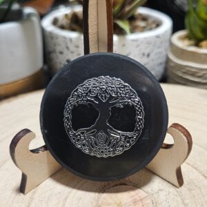 Šungitový disk so strieborným Stromom života (50 mm)