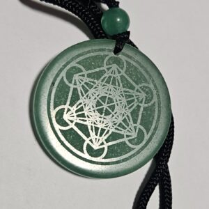 Imperial Metatron Shield – Metatrónov štít (Aventurínový prívesok, 3,5 cm, vzor Metatrónova kocka)