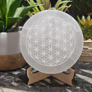 Imperial Selenite Charging Plate – Kvet života (Biely selenitový nabíjací kotúč)
