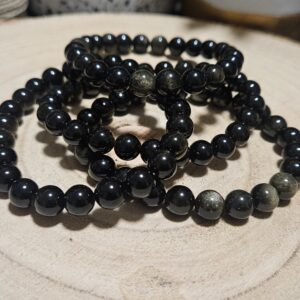 Imperial Zlatý Obsidián – Náramok vnútornej sily (Prírodné korálky zo zlatého obsidiánu na pružnej gumičke, priemer 8 mm, dĺžka 16-18 cm)