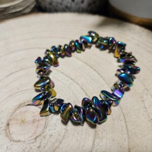 Uzemnenie Dúhy – Aura Aqua Hematitový Chip Náramok