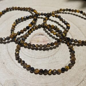 Imperial Sparkle – Jemný náramok vnútornej sily (Prírodný fazetovaný Tigrie oko – náramok z korálok na pružnej gumičke, 4 mm)