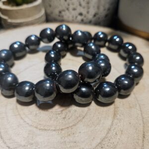 Oceľový Spoj – Veľký Hematitový Valčekový Náramok (10x12 mm)