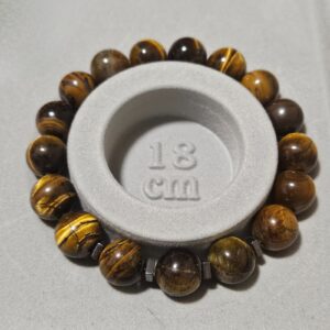 Imperial Iron Tiger – Náramok neochvejnej sily (Prírodné Tigrie oko a Hematit – handmade náramok z korálok na pružnej gumičke, 11 mm)