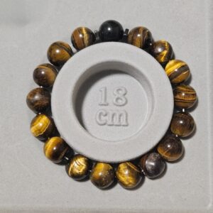 Imperial Trinity Shield – Náramok troitej ochrany (Prírodné Tigrie oko, Hematit a Obsidián – handmade náramok z korálok na pružnej gumičke, 11 mm)