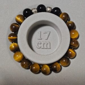 Imperial Onyx Shadow – Náramok vnútornej disciplíny (Prírodné Tigrie oko a Čierny Ónyx – handmade náramok z korálok na pružnej gumičke, 10 mm)