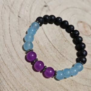 Imperial Mystic Night – Mystická noc (Handmade náramok z fialového a modrého jadeitu s lávou, 8 mm, 17-18 cm)