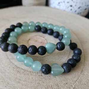 Imperial Earth Heart – Srdce Zeme (Náramok z aventurínu a lávového kameňa, 8 mm, so srdiečkom)