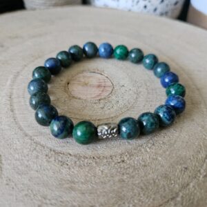 Imperial Voice – Hlas duše (Handmade náramok z chryzokolu s kovovou ozdobou, 8mm,17-19 cm)