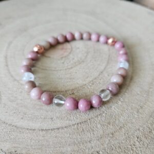 Svetlo Srdca: Rodonitovo-Krištáľový Energetický Náramok "8"