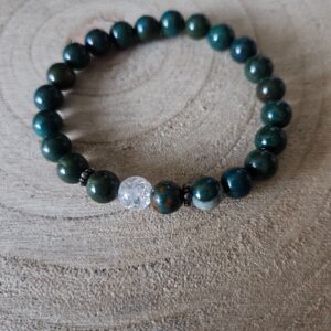 Imperial Fairy Glade – Rozprávkový háj (Náramok z fuchsitu s praskaným horským krištáľom, 17 cm)