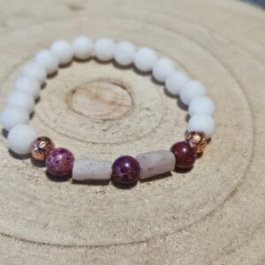 Imperial Raw Elegance – Surová elegancia (Handmade náramok s kunzitovými hranolmi a jaspisom)