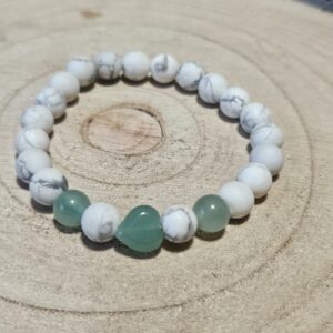 Imperial Calm Heart – Srdce pokoja (Náramok z aventurínu a howlitu, 8 mm, so srdiečkom)