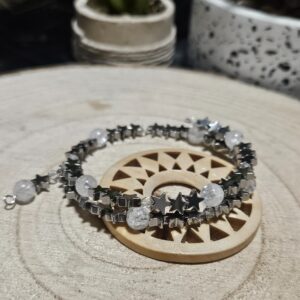 Hviezdna Rovnováha – Viacradový Hematitový a Krištáľový Náramok