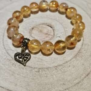 Slnko Lásky a Hojnosti – Náramok Citrín so Srdcovým Príveskom