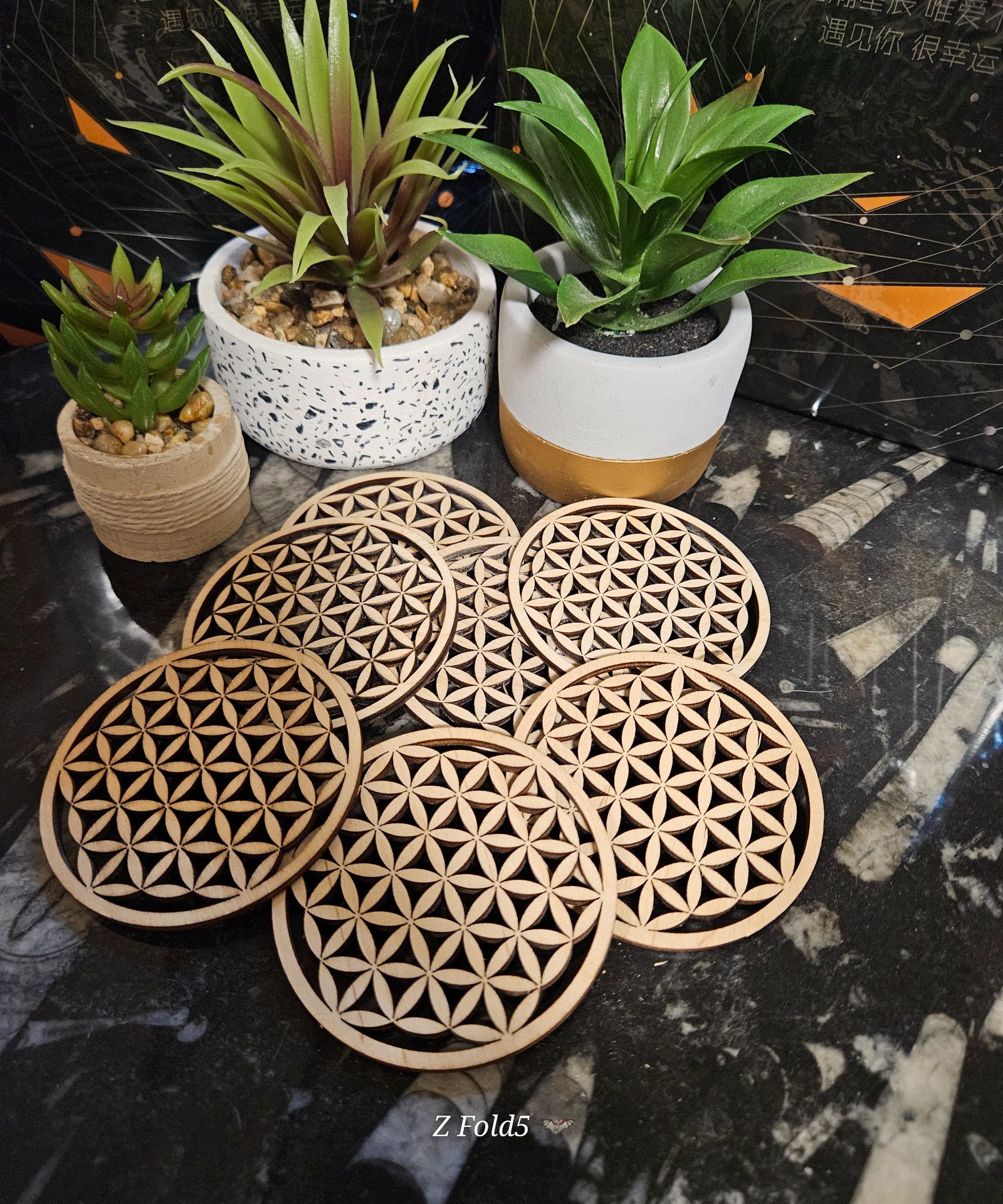 Imperial Flower of Life – Harmonizačná podložka z dreva "8cm" - Image 2