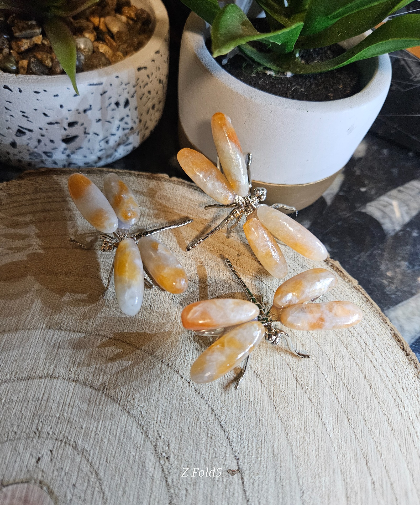 Imperial Orange Calcite Dragonfly - dekoratívna vážka z oranžového kalcitu