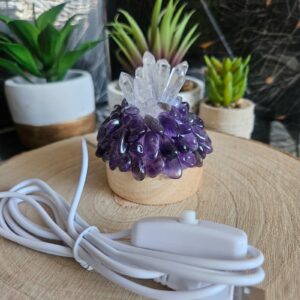 Imperial Amethyst Aura - luxusná fialová USB lampa z ametystu a krištáľu