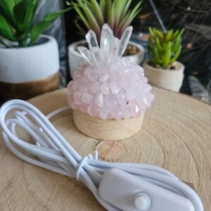 Imperial Rose Quartz Aura - romantická USB lampa z ruženínu a krištáľu