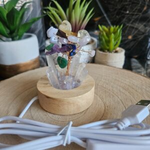 Imperial Mineral Tree Lamp - svietiaci stromček šťastia z minerálov na drevenom podstavci