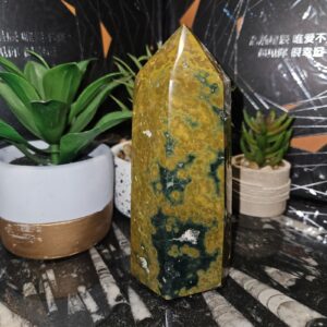 Imperial Ocean Jasper 592g Ritual Obelisk veža z oceánskeho jaspisu prírodný minerál witchcraft rituál radosť pokoj