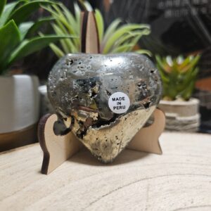 Imperial Golden Heart 205 masívne leštené pyritové srdce z Peru pre hojnosť a sebadôveru 6.5cm