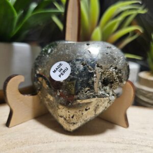 Imperial Golden Heart 133 leštené pyritové srdce z Peru pre hojnosť a sebadôveru 5cm
