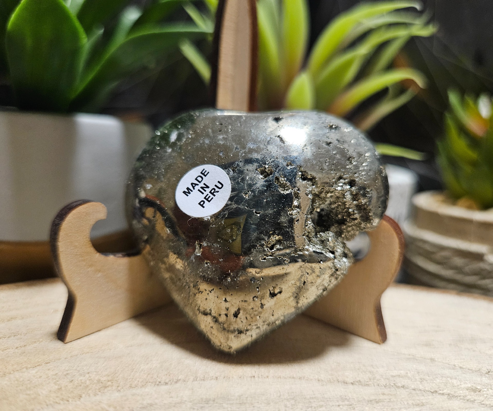 Imperial Golden Heart 133 leštené pyritové srdce z Peru pre hojnosť a sebadôveru 5cm