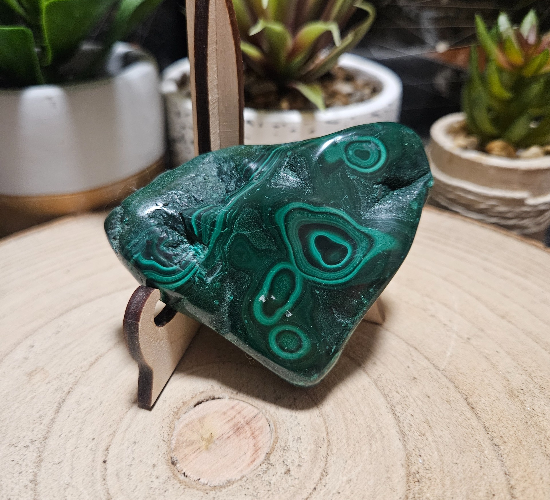 Imperial Malachite Core 159 obojstranne lesteny rez kvaplom malachitu z Konga