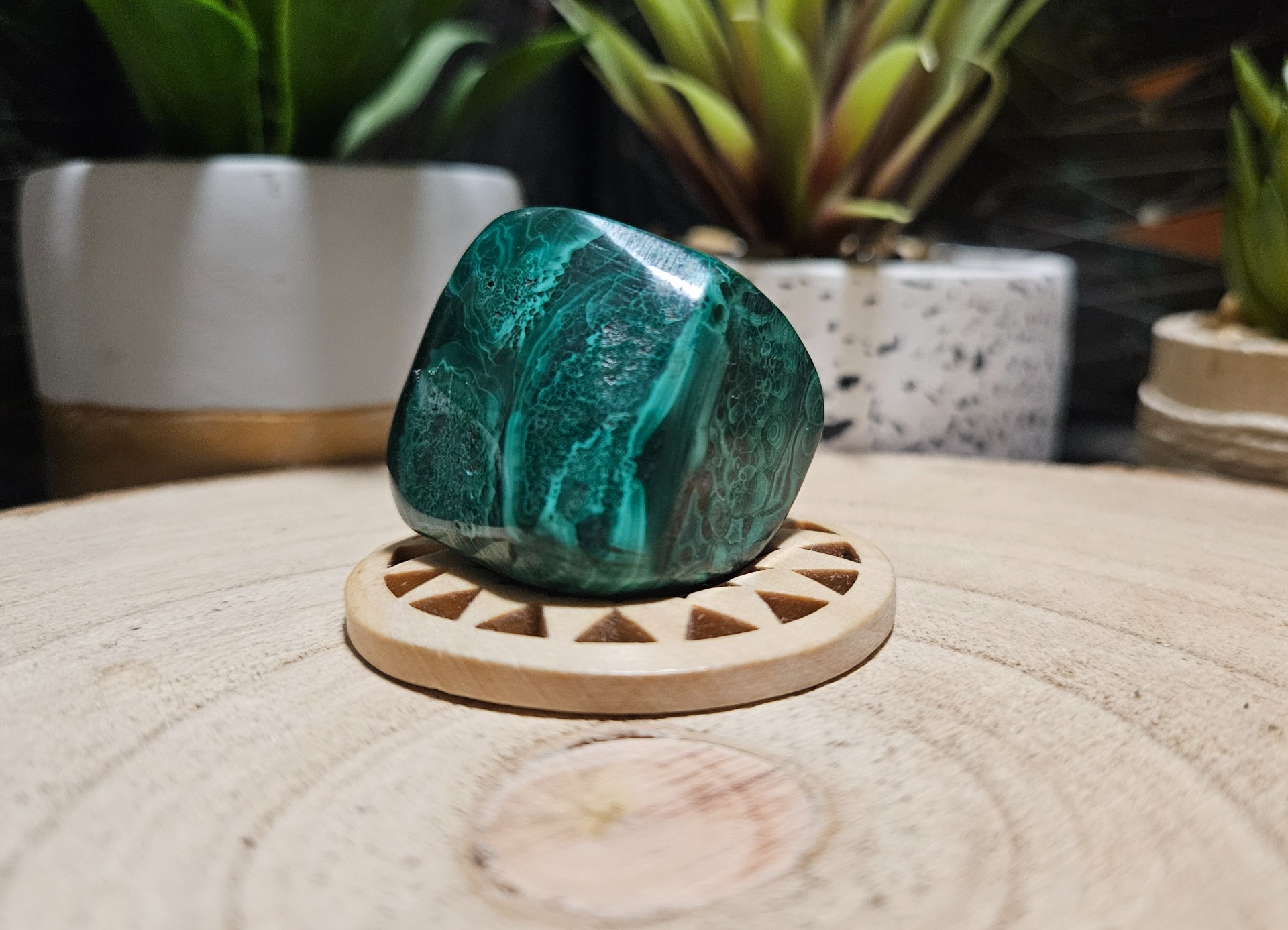 Imperial Malachite Congo Sovereign Specimen 72 lesteny rez kvaplom malachitu kongo 72g predna strana
