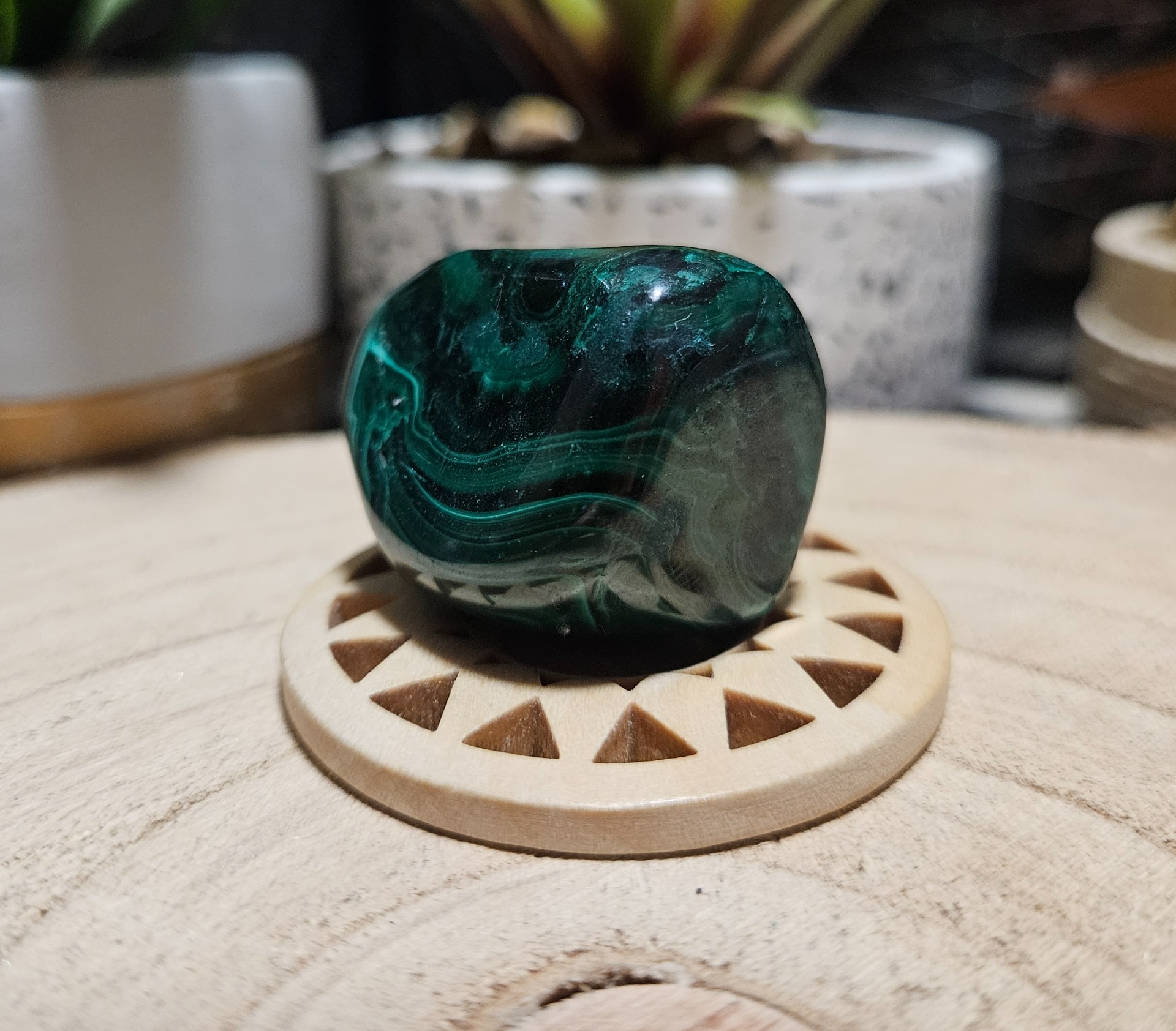 Imperial Malachite Congo Sovereign Specimen 58 lesteny rez kvaplom malachitu kongo 58g zadna strana