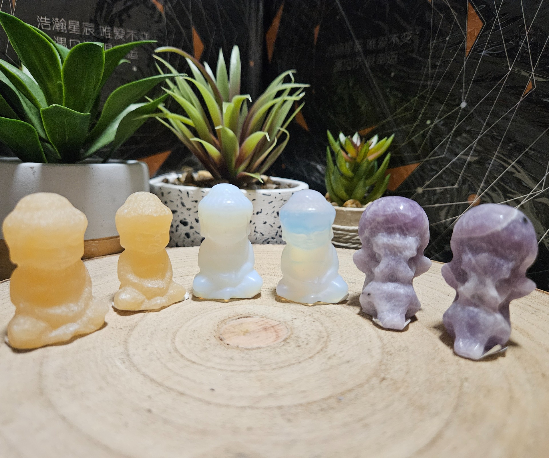 Imperial Posvätná trojica - rituálne figurky z mineralov buddha anjel pramatka