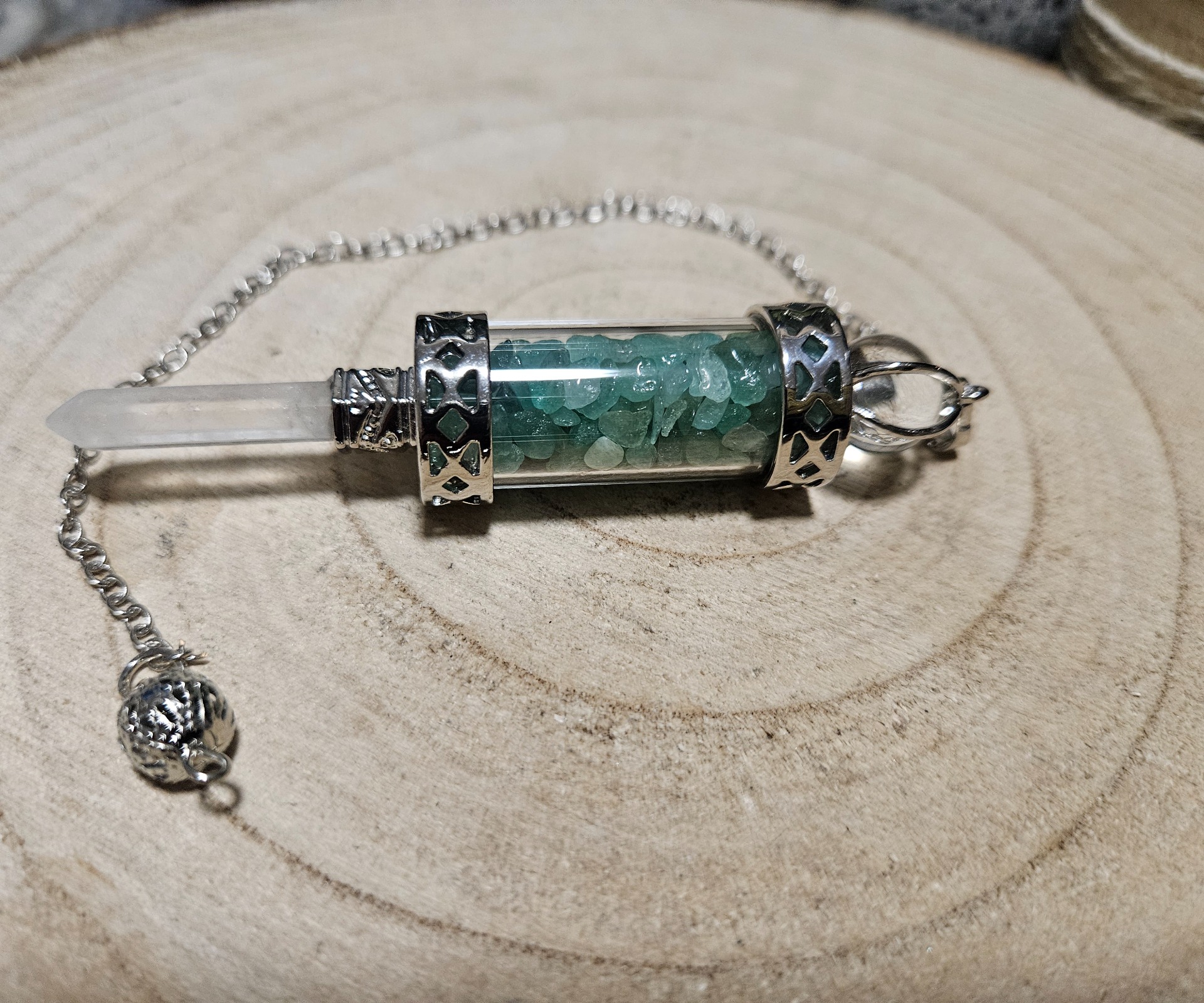 Imperial Crystal Guide – Krištáľový sprievodca (Aventurínové kyvadlo s horským krištáľom)