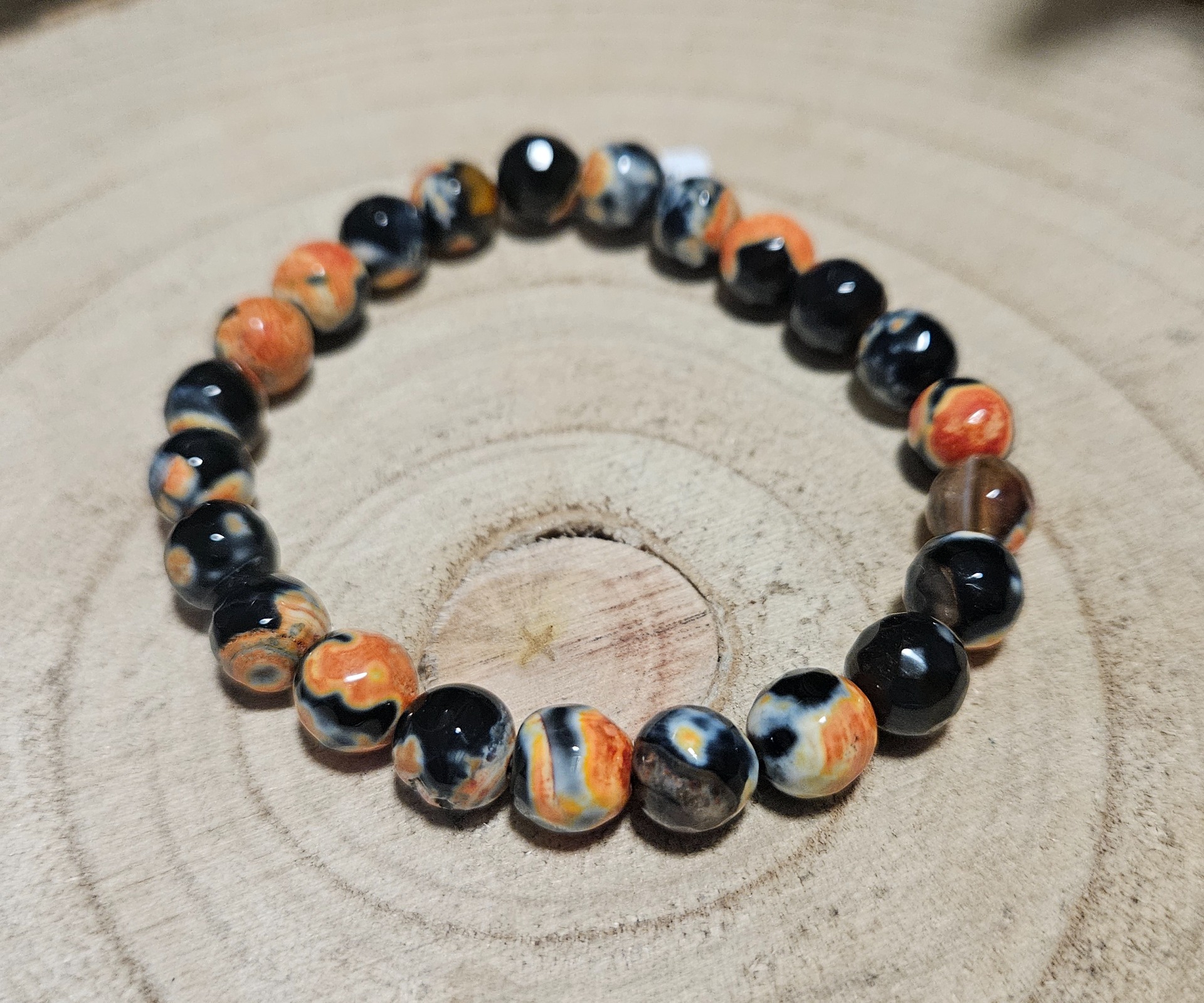 Imperial Faceted Fire Agate Bracelet fazetovany naramok ohnavy achat koralky z mineralov naramky