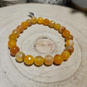 Imperial Faceted Fire Agate Aura Bracelet fazetovany naramok z ohniveho achatu brussene 8mm koralky