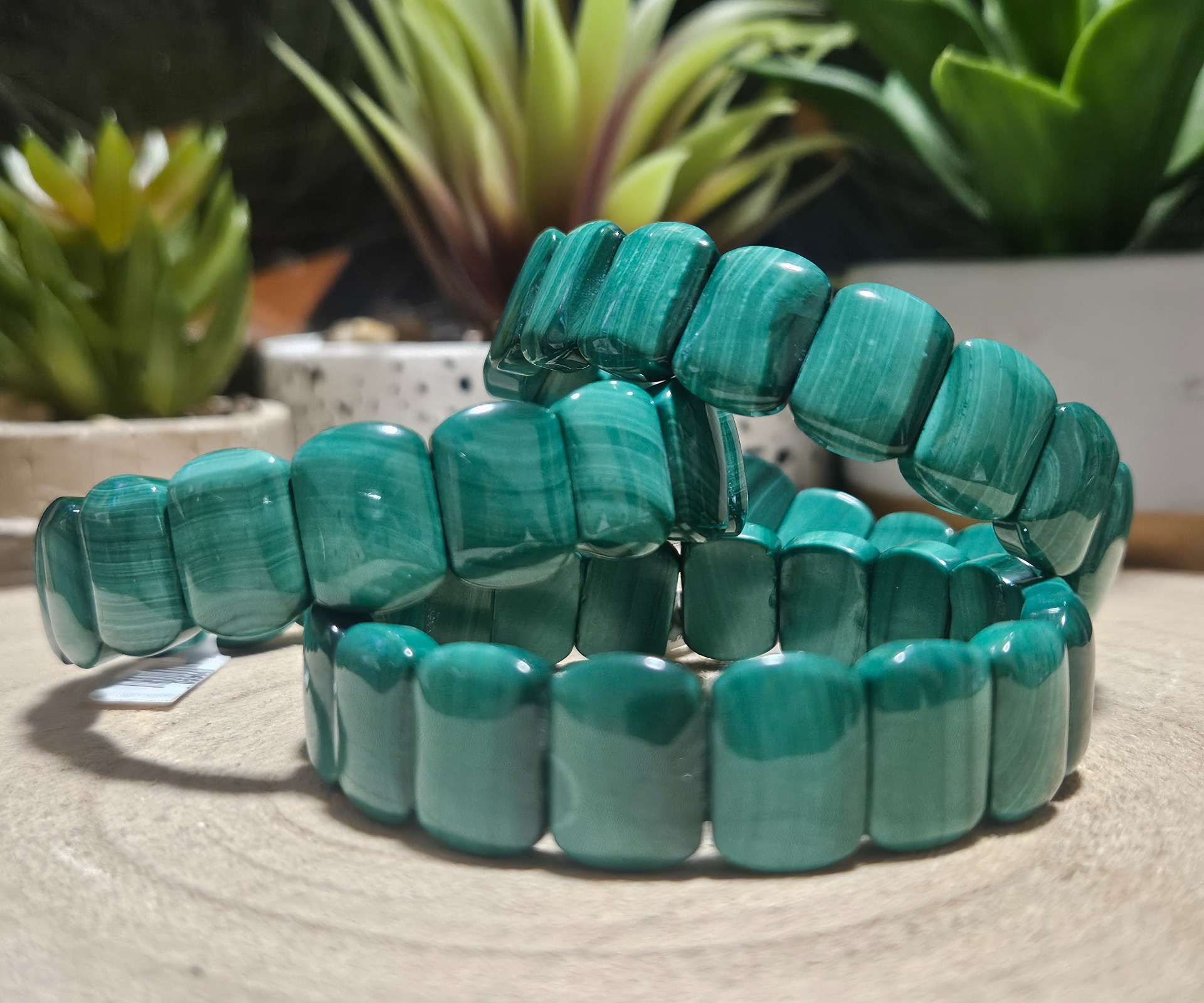 Imperial Malachite Tablet Shield Bracelet dostickovy nahrdelnik naramok z malachitu extra 14mm
