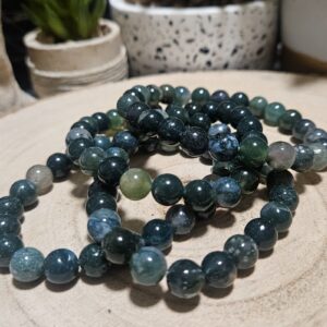 Imperial Moss Agate Abundance Aura Bracelet naramok z machoveho achatu 8mm koralky hojnost