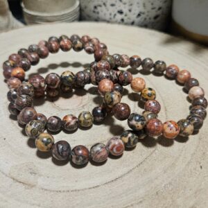 Imperial Leopardite Shamanic Bracelet náramok z leopardieho jaspisu korálky z minerálov uzemnenie rituál witchcraft