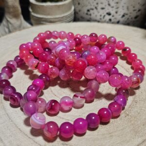 Imperial Lace Agate Aura Shield Bracelet naramok krajkovy achat guličky fuchsia ruzovy ochrana 8mm 1p