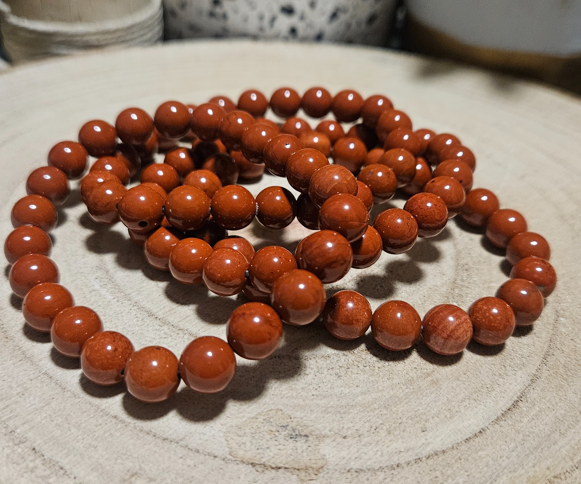Imperial Red Jasper Power Bracelet naramok cerveny jaspis koralky 8mm mineraly rucna vyroba