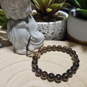 Imperial Smoky Buddha energeticky Budhov naramok zo zahnedy 8mm koralky pre ochranu a uzemnenie