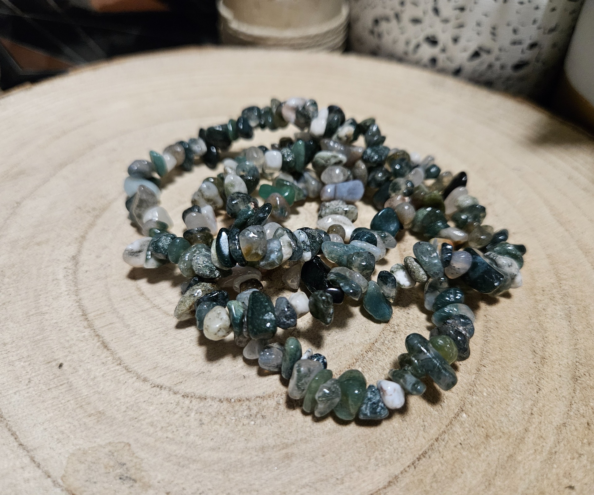 Imperial Moss Agate Abundance Splitter Bracelet naramok zo sekaneho machoveho achatu hojnost
