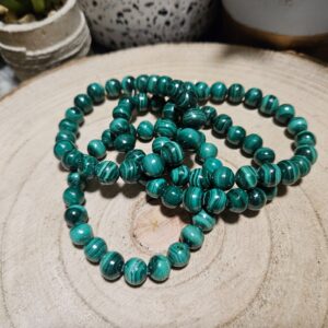 Imperial Malachite Empress 8 elegantný korálkový náramok z malachitu extra AA kvalita 8mm pre ochranu a transformáciu
