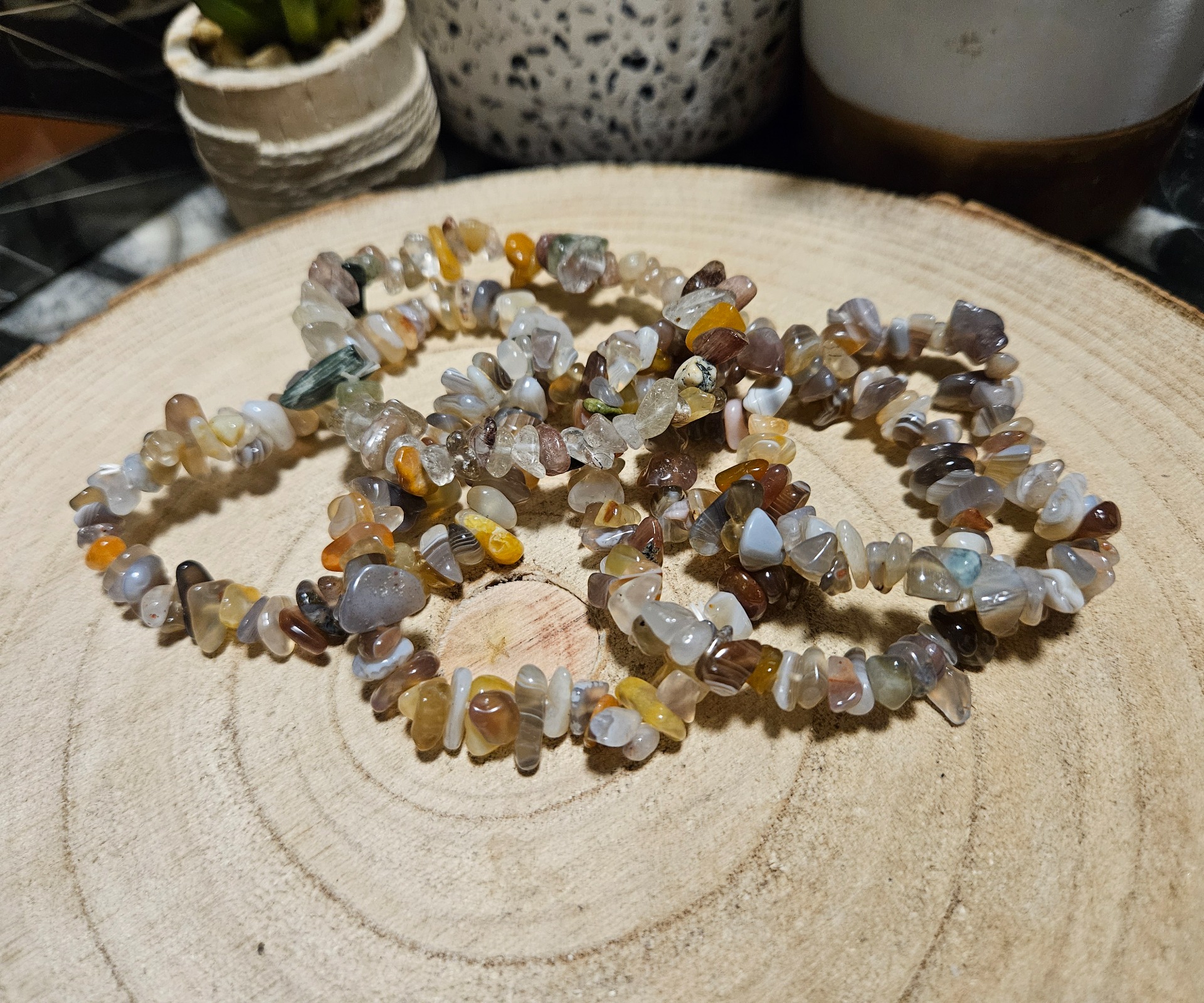 Imperial Botswana Agate Chip Bracelet sekany naramok achat botswana vnutorny pokoj 16-18cm