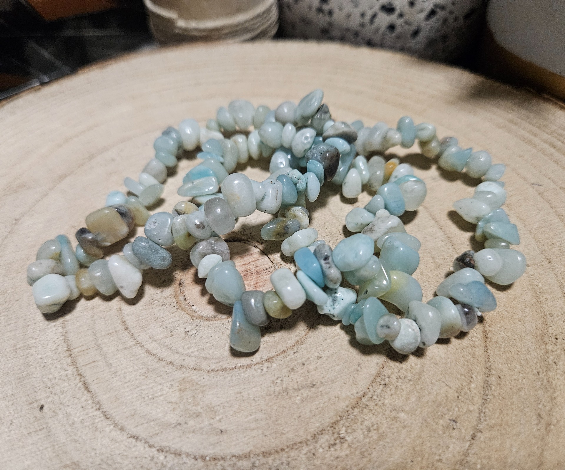 rusky amazonit naramok ulomky raw fragment modrozeleny mineral koralky z mineralov krcna cakra uzemnenie imperial-mineral