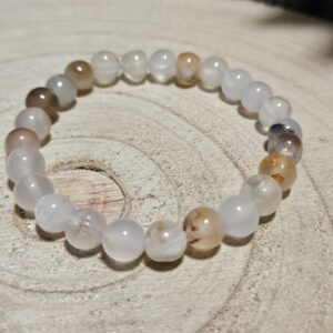 Imperial Grey Agate Stability Aura Bracelet naramok zo siveho achatu 8mm koralky