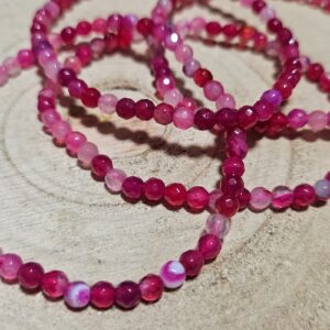 Imperial Fuchsia Lace Agate Aura Shield Faceted Bracelet naramok krajkovy achat fuksiovy guličky fazetovane 4mm f4